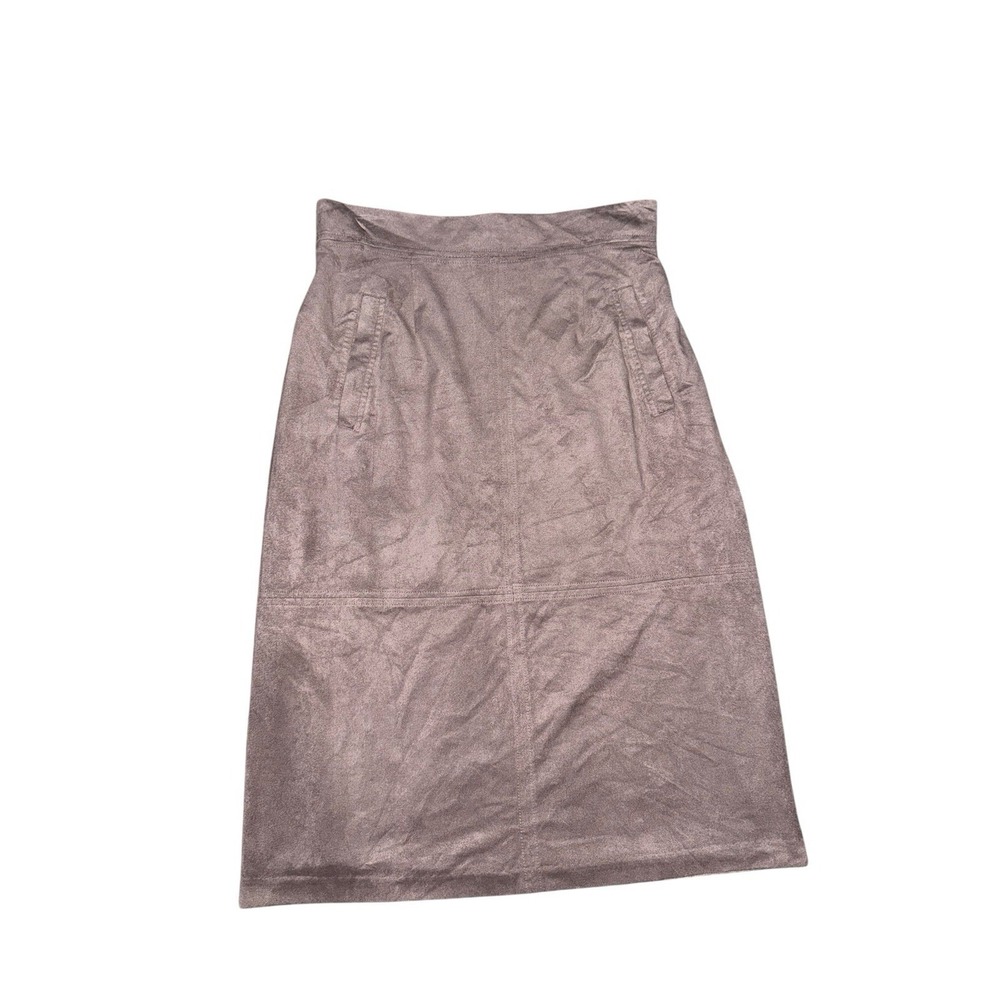 Cremieux Women's Skirt Suede Size 4 Beige/Tan Knee Length EUC